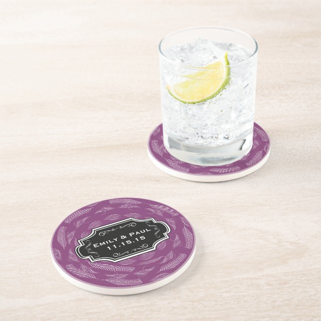 En Grès Dessous de verre Mariages Rustiques Motif Plum (Côté)