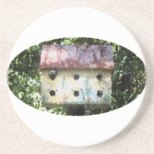 En Grès Dessous de verre modifié Birdhouse