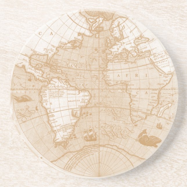 En Grès Dessous de verre mondial de la carte (Devant)