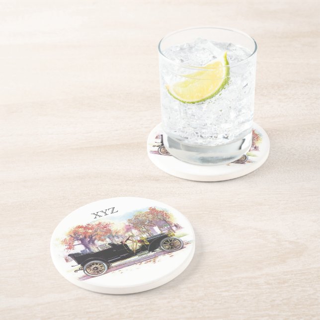 En Grès Dessous de verre monogramme personnalisé de voitur (Côté)