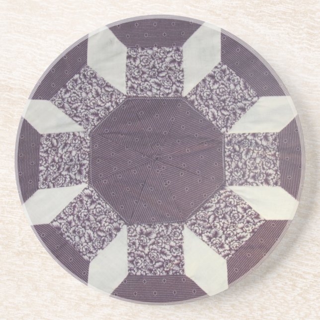En Grès Dessous de verre - Motif blanc et pourpre (Devant)
