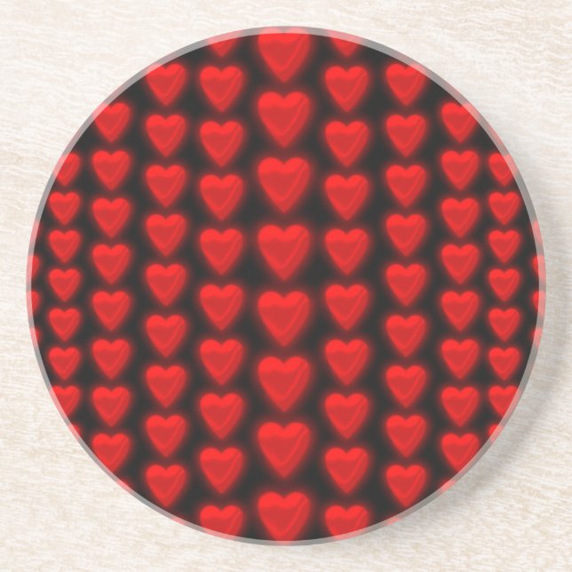 En Grès Dessous de verre Motif de Sandstone de Red Hearts (Devant)