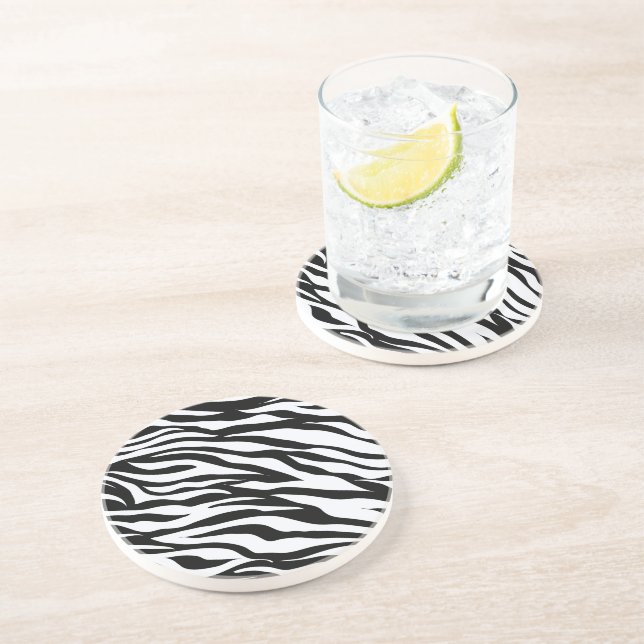 En Grès Dessous de verre motif noir et blanc zèbre (Côté)
