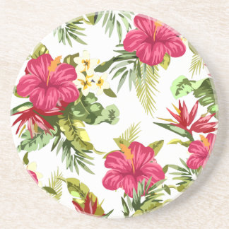 En Grès Dessous de verre Motifs à fleurs tropicaux