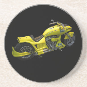 En Grès Dessous de verre moto jaune