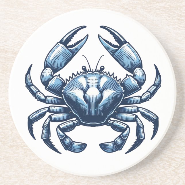 En Grès Dessous de verre nautique du crabe (Devant)