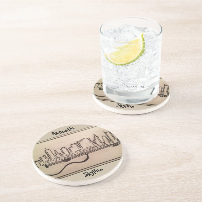 En Grès Dessous de verre noirs et blancs "d'horizon (Côté)