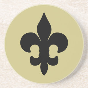 En Grès Dessous de verre noirs superbes de Fleur de lis