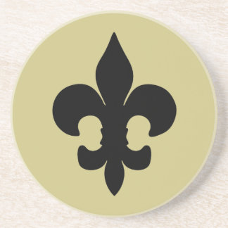 En Grès Dessous de verre noirs superbes de Fleur de lis