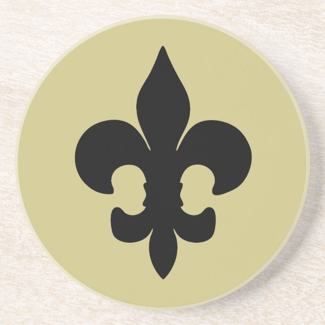 En Grès Dessous de verre noirs superbes de Fleur de lis (Devant)
