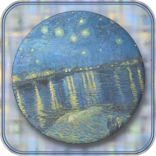 En Grès DESSOUS DE VERRE - "Nuit étoilée sur le Rhône" - v
