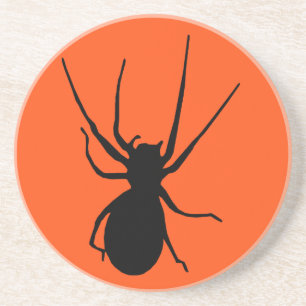 En Grès Dessous de verre orange Déplaisant Spider noir