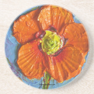 En Grès Dessous de verre oranges du pavot de Paris