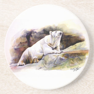 En Grès Dessous de verre Ours polaire reposant