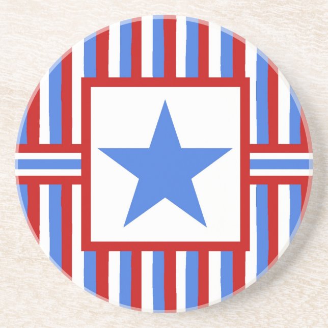 En Grès Dessous de verre patriotiques américains d'art (Devant)