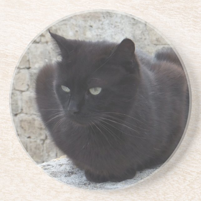 En Grès Dessous de verre personnalisé Black Cat (Devant)