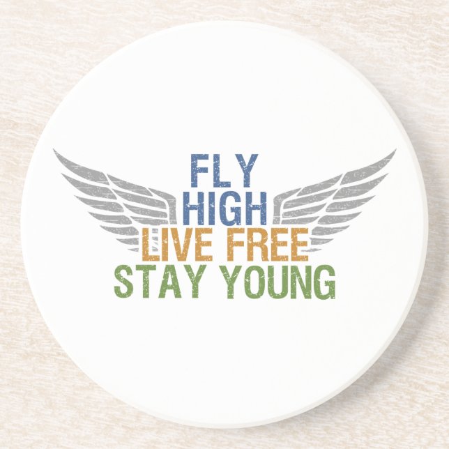En Grès Dessous de verre personnalisé FLY HIGH (Devant)