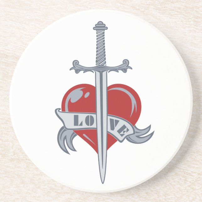 En Grès Dessous de verre personnalisé Love Sword (Devant)