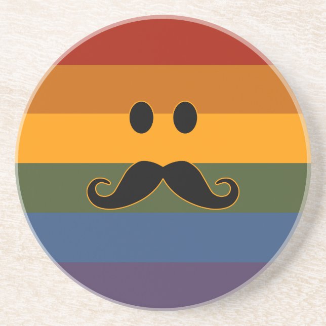 En Grès Dessous de verre personnalisé Mustache Pride (Devant)