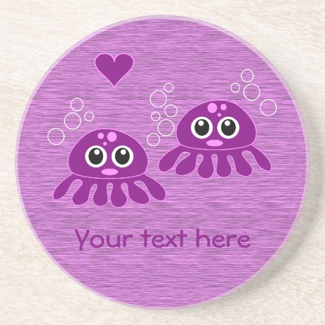 En Grès Dessous de verre personnalisé Octopus Love (Devant)
