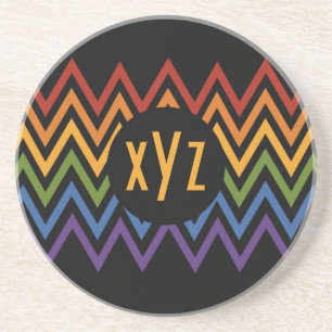 En Grès Dessous de verre personnalisé Rainbow Chevron Moti