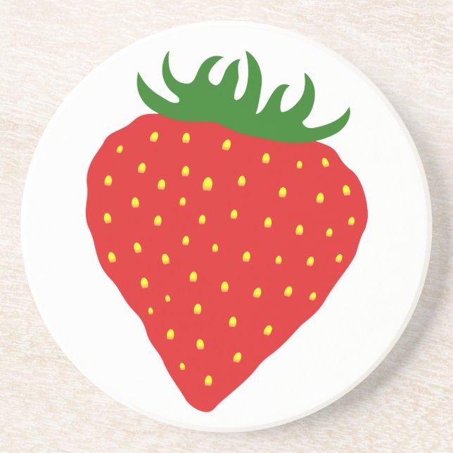 En Grès Dessous de verre personnalisé simple fraise (Devant)