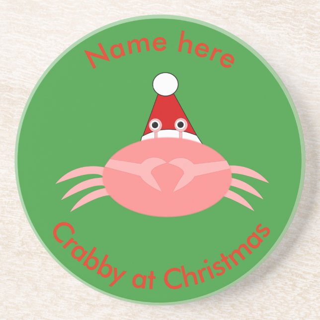 En Grès Dessous de verre personnalisés de crabe de Noël (Devant)