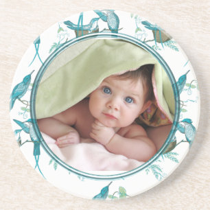 En Grès Dessous de verre photo pour bébés oiseaux vintages