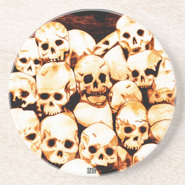 En Grès Dessous de verre Pile-O-Skulls (Âgé) (Devant)