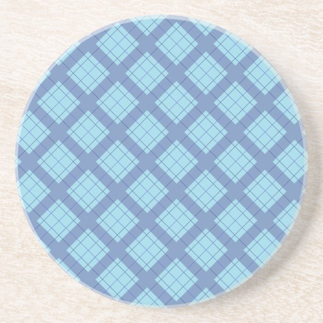 En Grès Dessous de verre Plaid Bleu Variation (Devant)