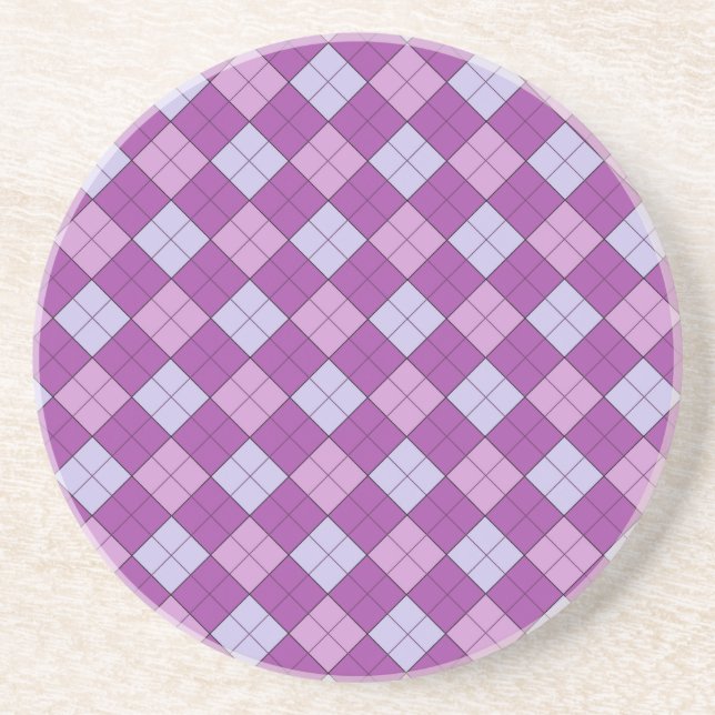 En Grès Dessous de verre Plaid Violet (Devant)