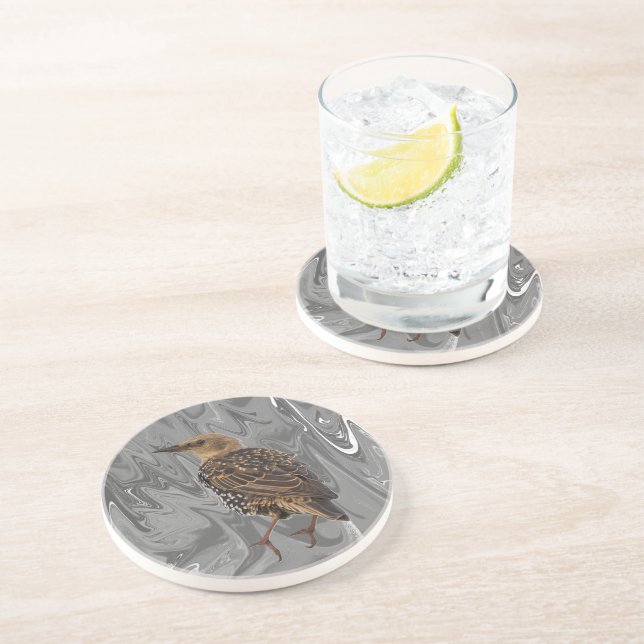 En Grès Dessous de verre pour étourneau sansonnet européen (Côté)