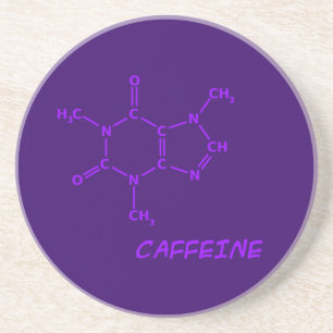 En Grès Dessous de verre pourpres de molécule de caféine