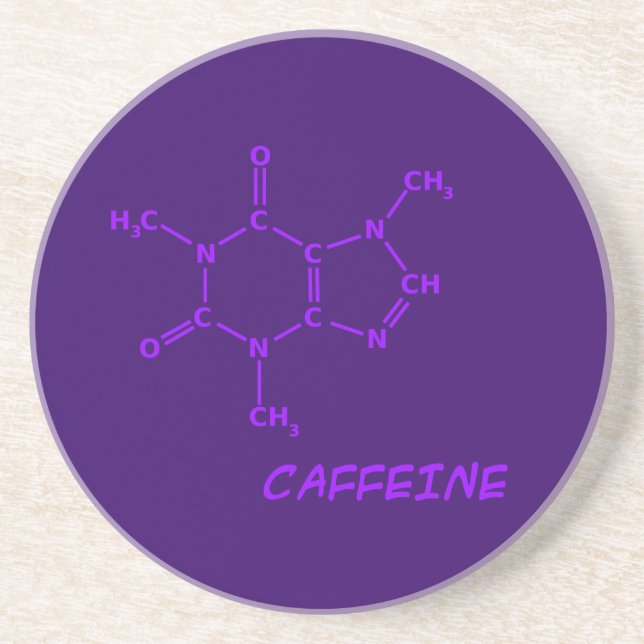En Grès Dessous de verre pourpres de molécule de caféine (Devant)