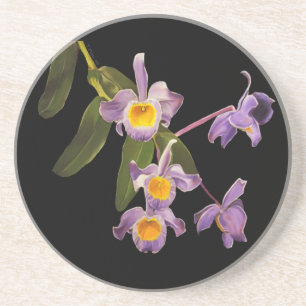 En Grès Dessous de verre pourpres d'orchidées