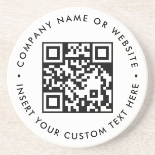 En Grès Dessous de verre QR Scan Entreprise Minimaliste Bl