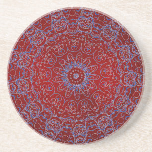 En Grès Dessous de verre Red Hearts et Blue Lace