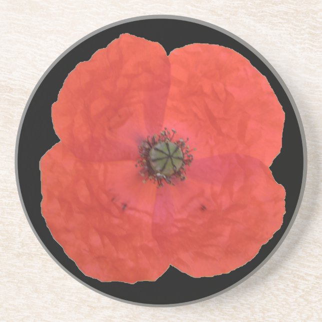 En Grès Dessous de verre Red Poppy (Devant)