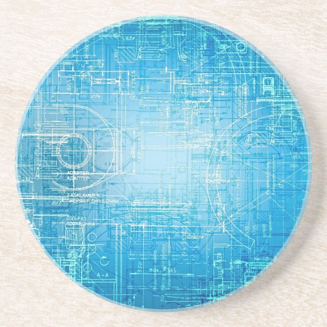 En Grès Dessous de verre Retro Blueprint - Art Meet Foncti (Devant)