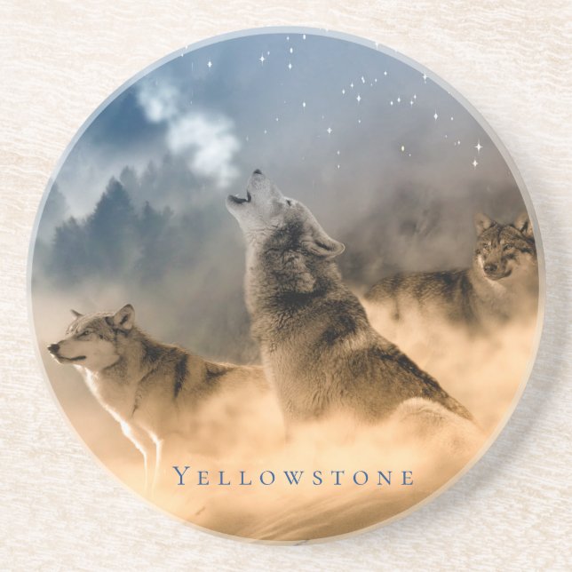 En Grès Dessous de verre rond de Yellowstone-Sandstone 3 W (Devant)