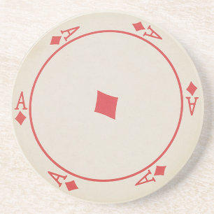 En Grès Dessous de verre ronds de cartes de jeu
