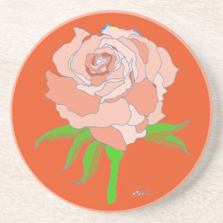 En Grès Dessous de verre - Rose dans les tons orange