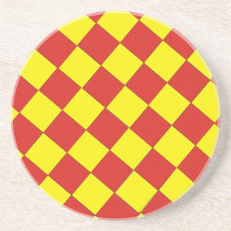 En Grès Dessous de verre - rouge et jaune chèque