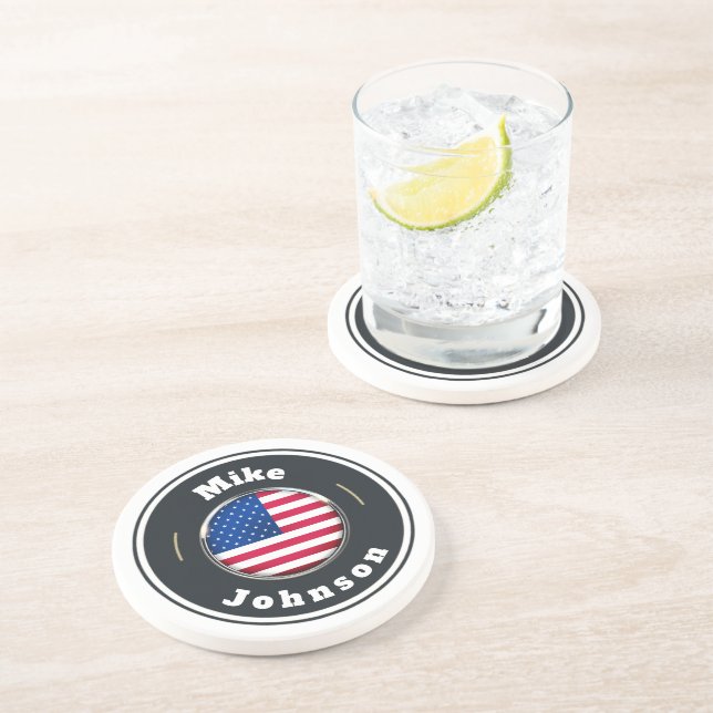 En Grès Dessous de verre Sandstone - Custom American Flag  (Côté)