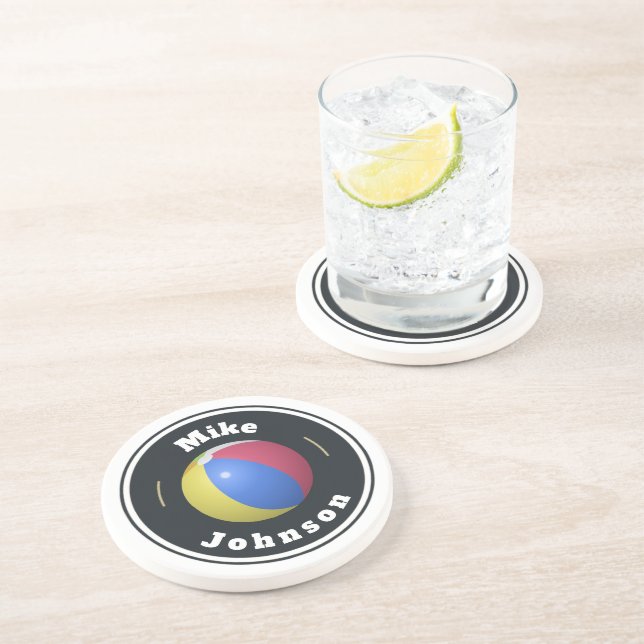 En Grès Dessous de verre Sandstone - Custom Beach Ball (aj (Côté)