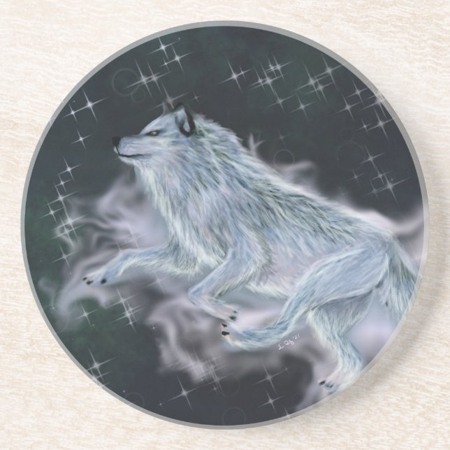 En Grès Dessous de verre Sandstone - Spirit Wolf (Devant)