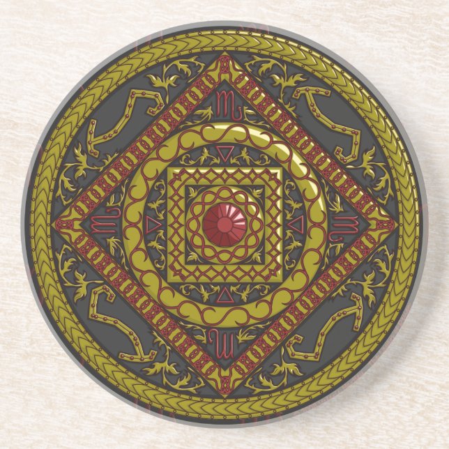 En Grès Dessous de verre Scorpio Mandala (Devant)