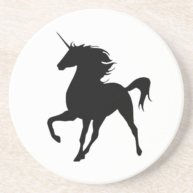 En Grès Dessous de verre Silhouette Unicorne Noire (Devant)