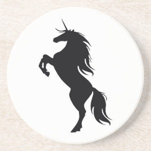 En Grès Dessous de verre Silhouette Unicorne Noire