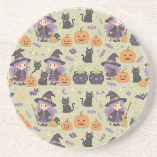 En Grès Dessous de verre sorcières Halloween mignonnes eff